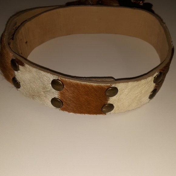 Bridget Shuster cowhide belt rhinestone buckle - Picture 4 of 8